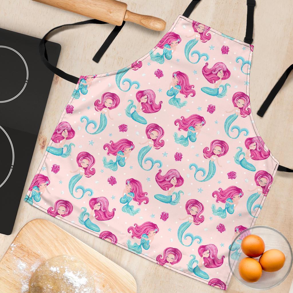 Mermaid Pink Pattern Print Women's Apron-grizzshop