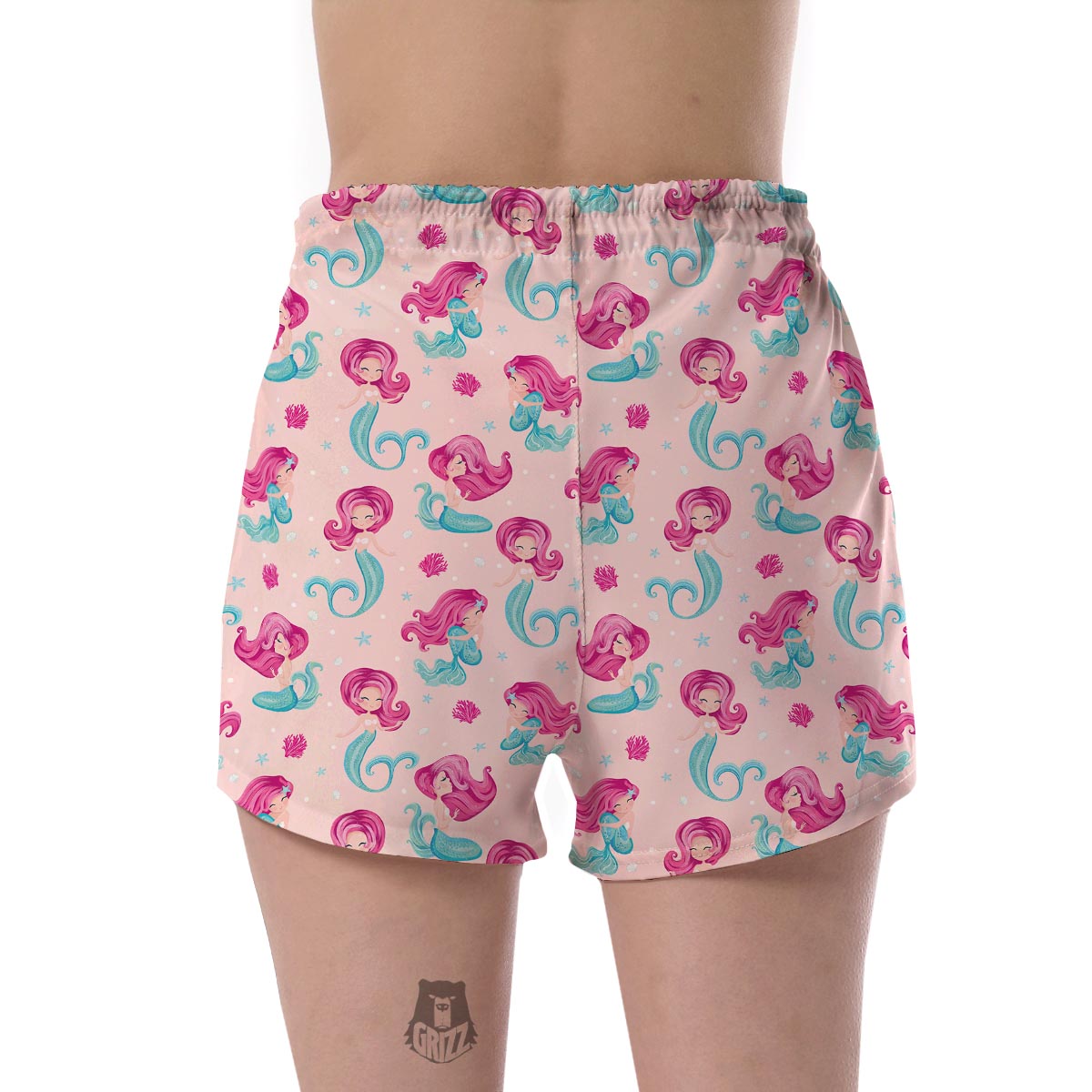 Mermaid Pink Pattern Print Women's Shorts-grizzshop