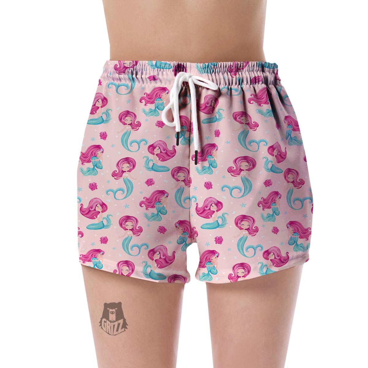 Mermaid Pink Pattern Print Women's Shorts-grizzshop