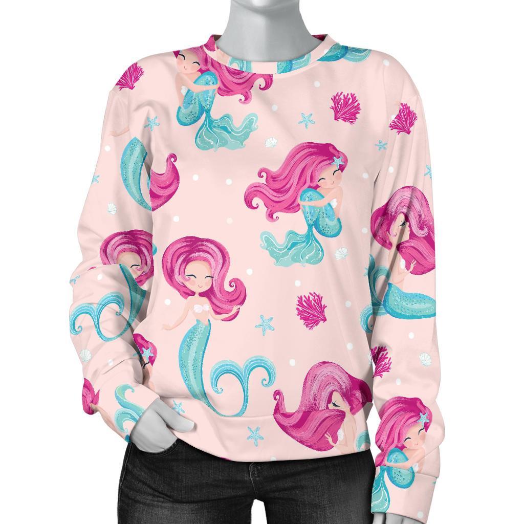 Mermaid Pink Pattern Print Women's Sweatshirt-grizzshop