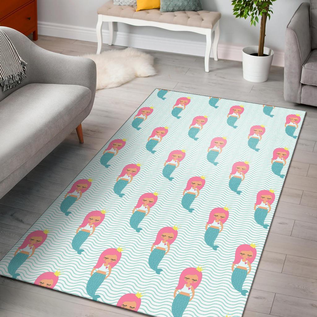 Mermaid Print Pattern Floor Mat-grizzshop
