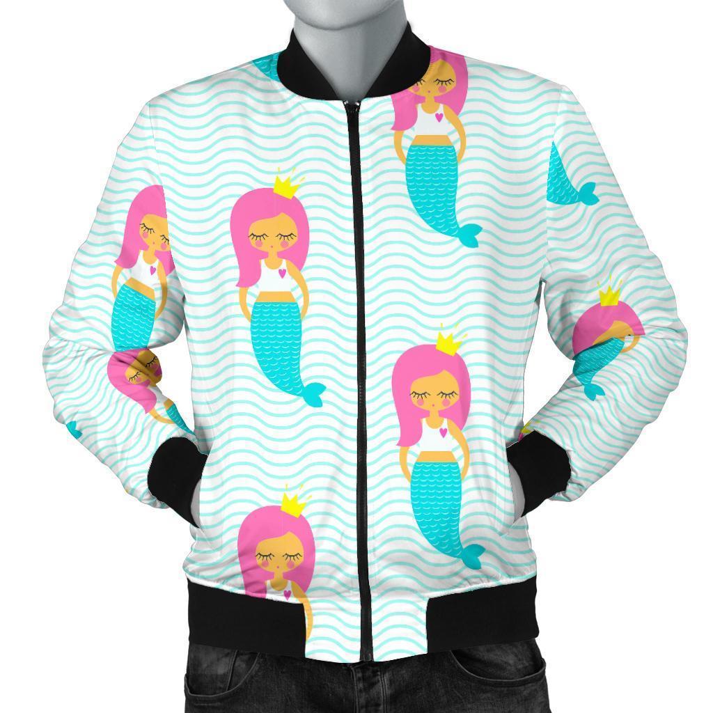 Mermaid Print Pattern Men's Bomber Jacket-grizzshop