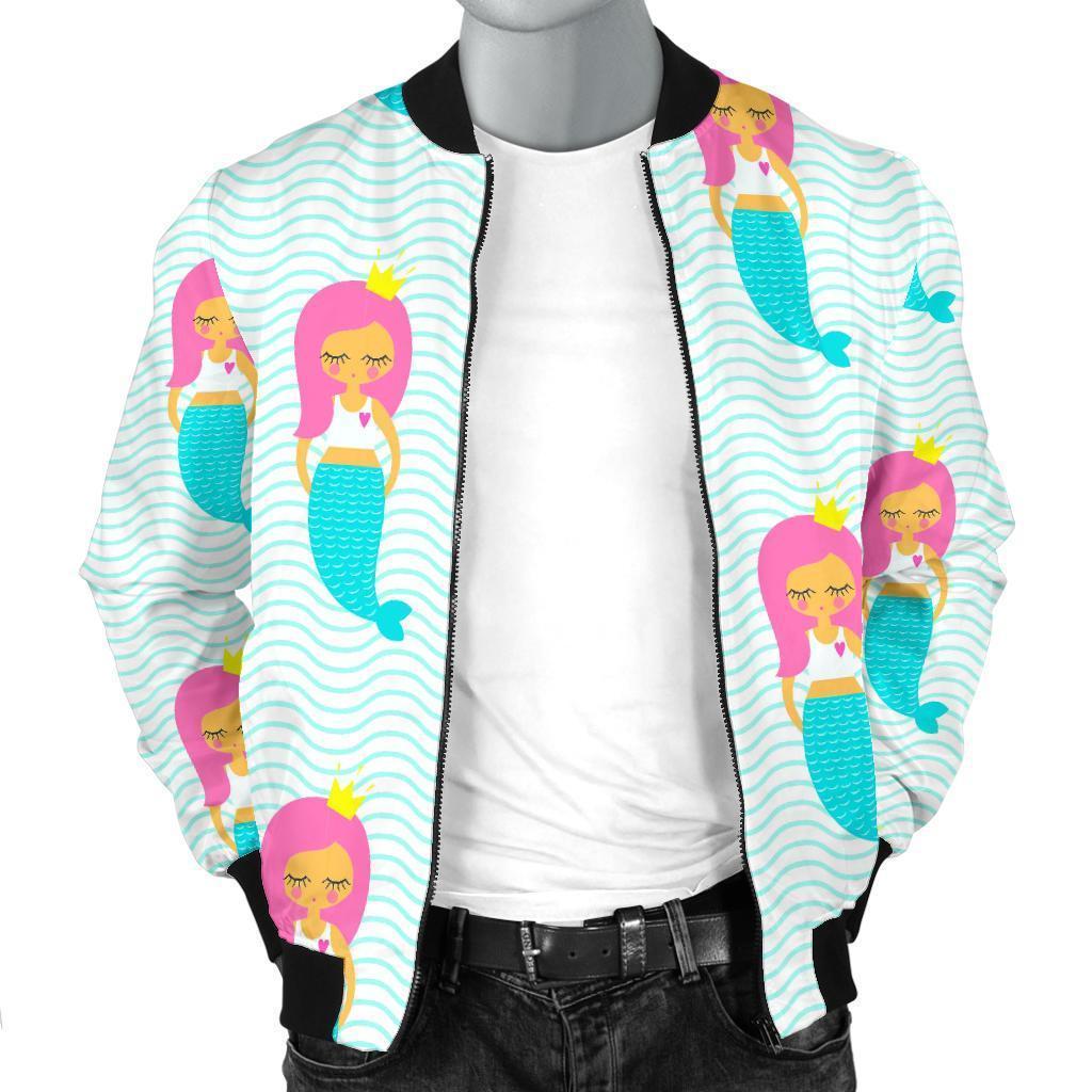 Mermaid Print Pattern Men's Bomber Jacket-grizzshop