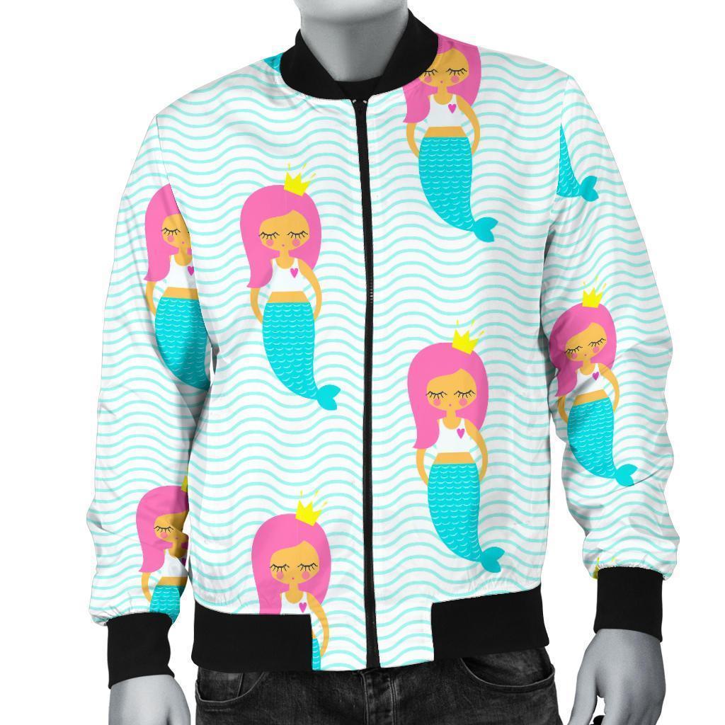 Mermaid Print Pattern Men's Bomber Jacket-grizzshop