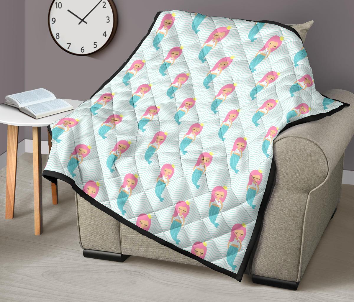 Mermaid Print Pattern Quilt-grizzshop