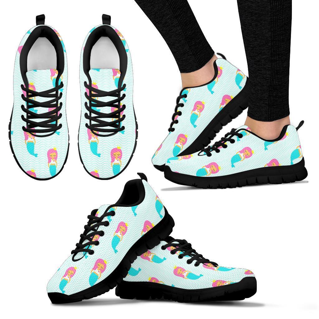 Mermaid Print Pattern Sneaker Shoes For Men Women-grizzshop