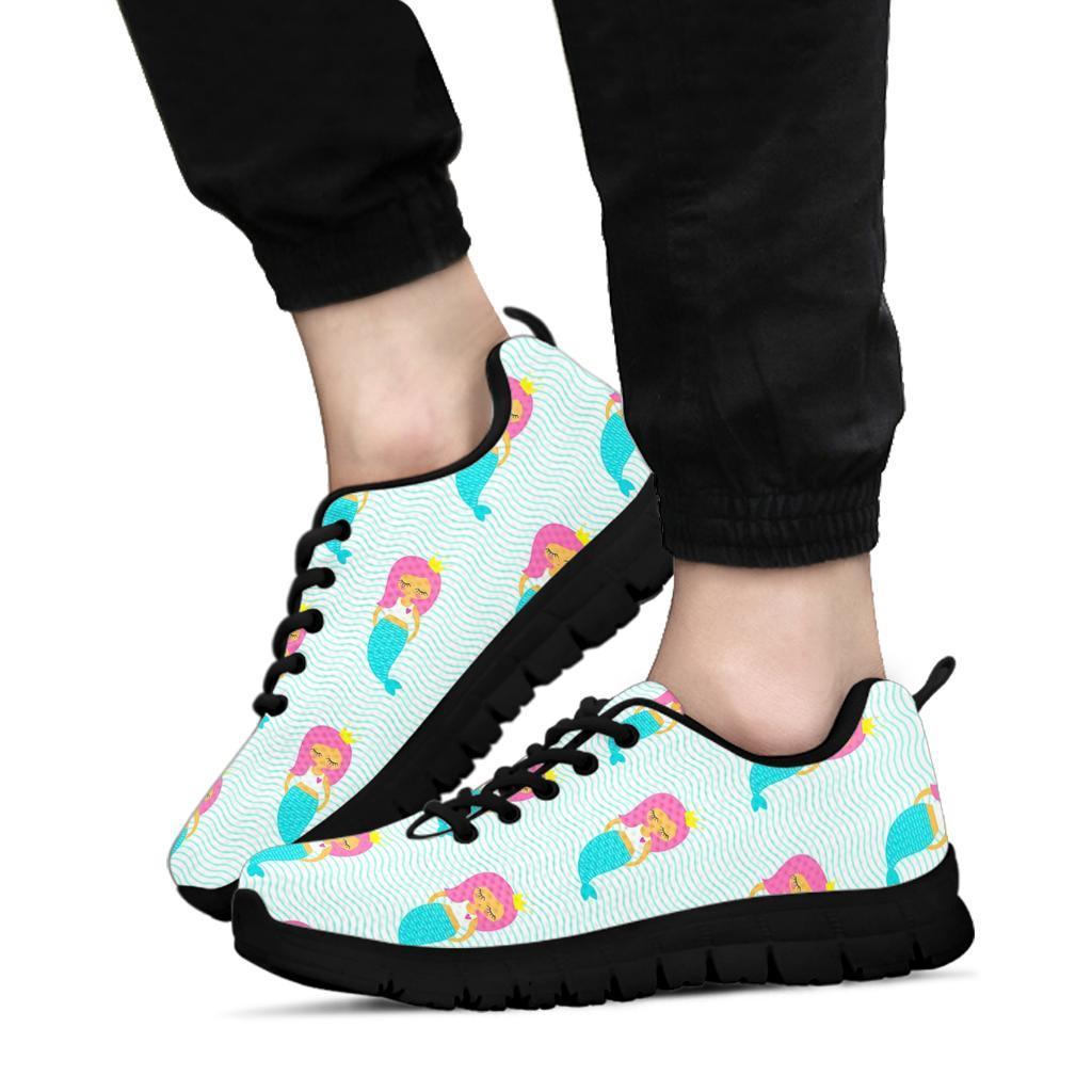 Mermaid Print Pattern Sneaker Shoes For Men Women-grizzshop