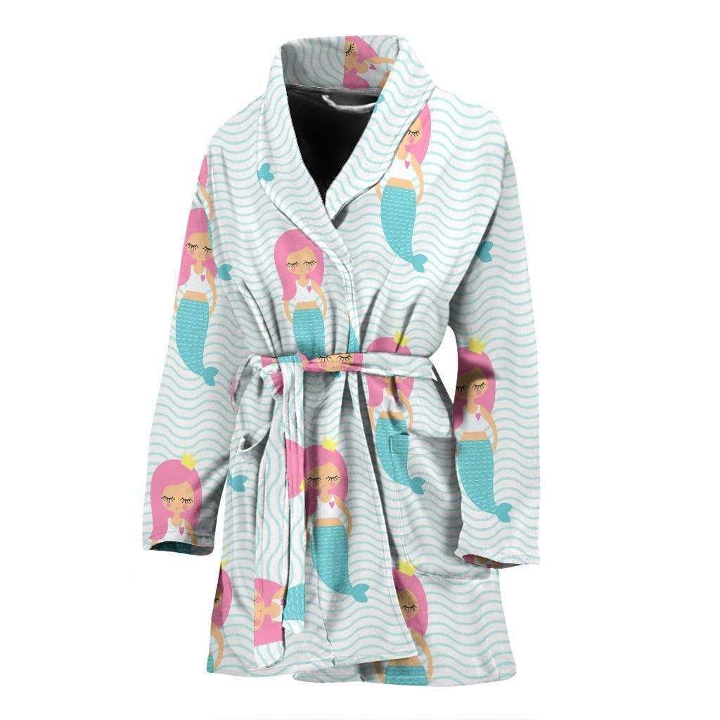 Mermaid Print Pattern Women Long Robe-grizzshop