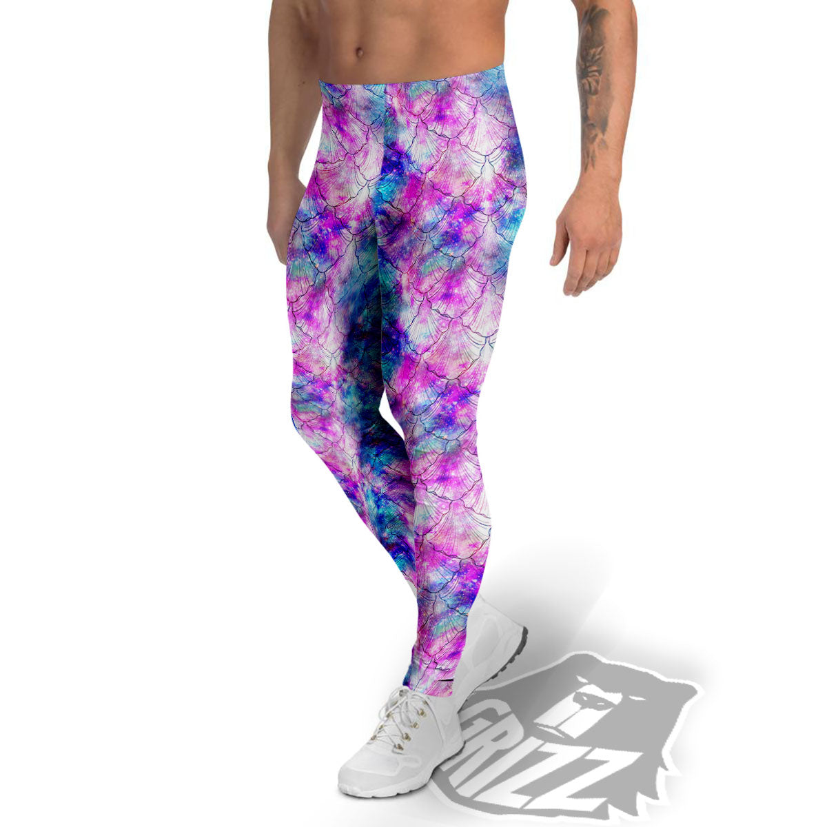 Mermaid Scales Galaxy Print Pattern Men's Leggings-grizzshop