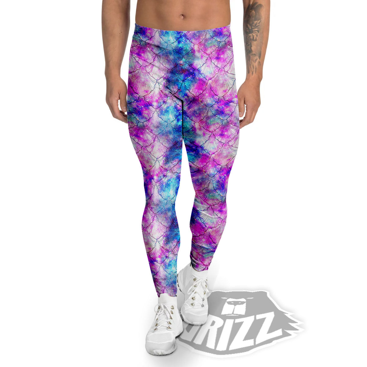 Mermaid Scales Galaxy Print Pattern Men's Leggings-grizzshop