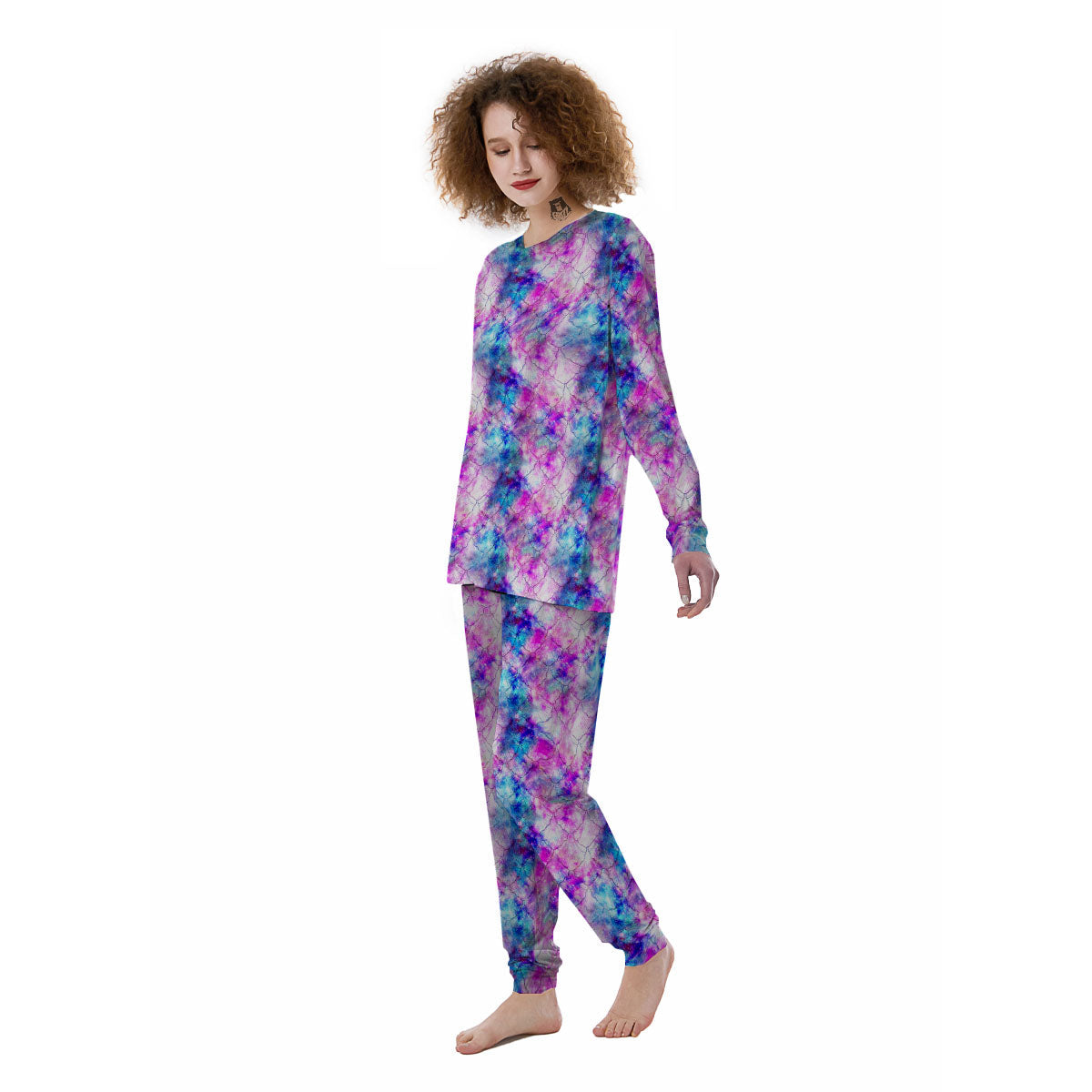 Mermaid Scales Galaxy Print Pattern Women's Pajamas-grizzshop