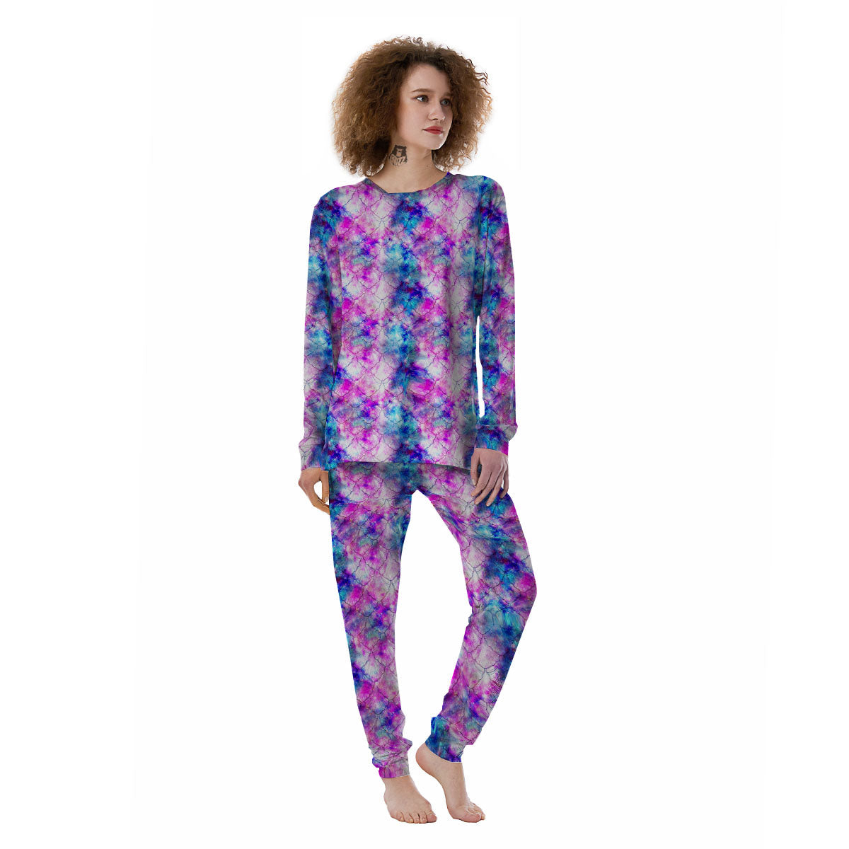 Mermaid Scales Galaxy Print Pattern Women's Pajamas-grizzshop