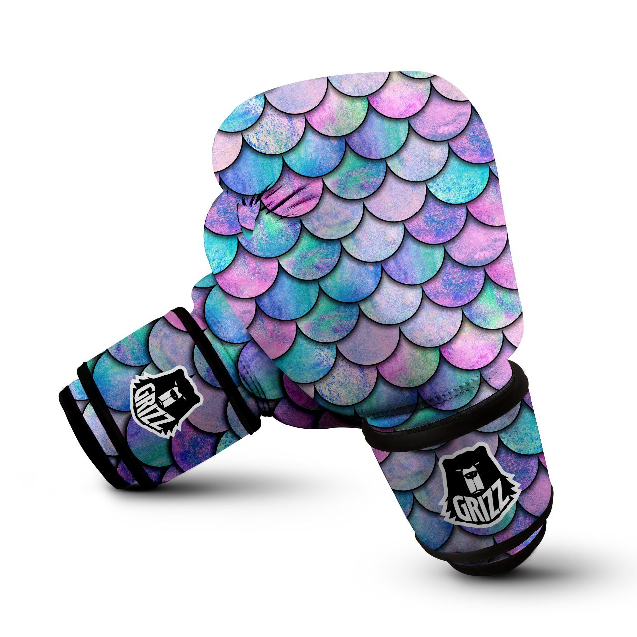 Mermaid Scales Pink And Teal Print Pattern Boxing Gloves-grizzshop