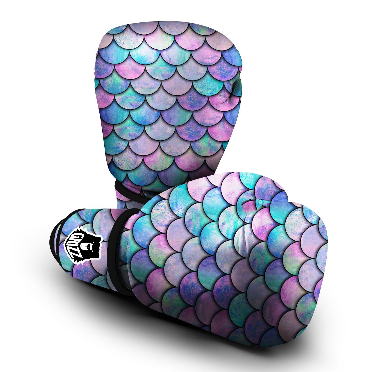 Mermaid Scales Pink And Teal Print Pattern Boxing Gloves-grizzshop