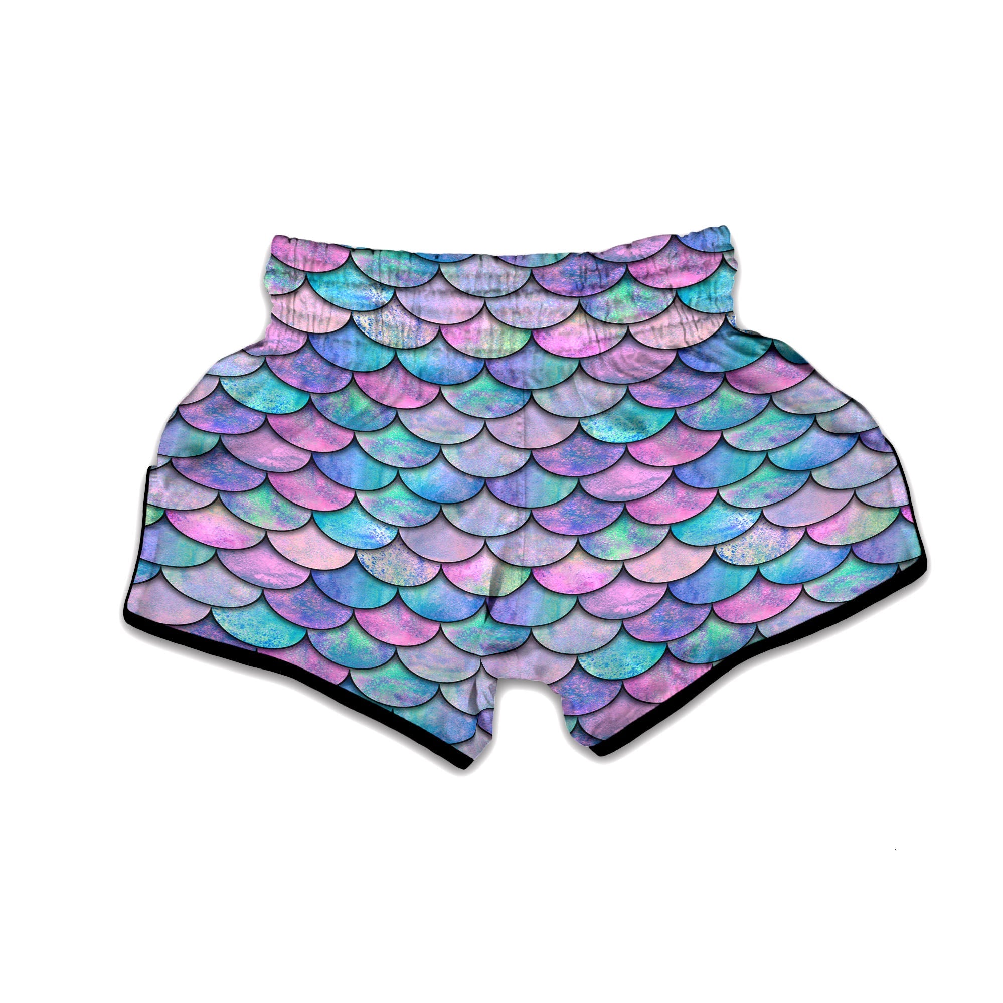 Mermaid Scales Pink And Teal Print Pattern Muay Thai Boxing Shorts-grizzshop