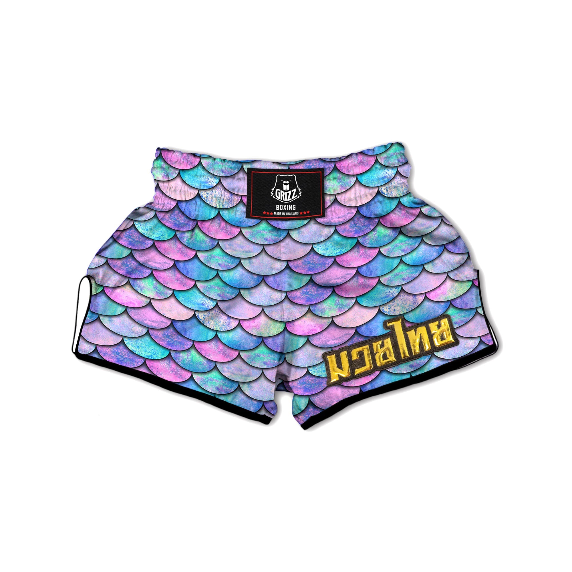 Mermaid Scales Pink And Teal Print Pattern Muay Thai Boxing Shorts-grizzshop