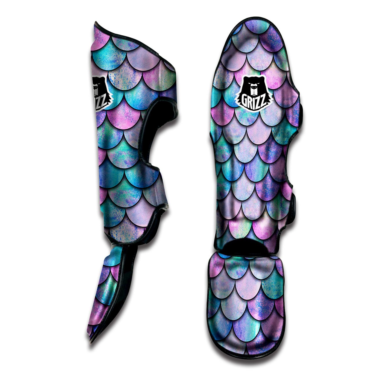 Mermaid Scales Pink And Teal Print Pattern Muay Thai Shin Guards-grizzshop