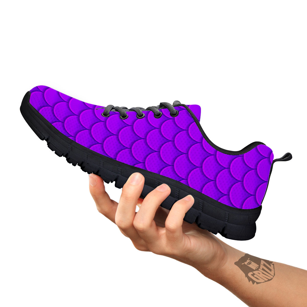 Mermaid Scales Purple Print Pattern Black Sneaker-grizzshop