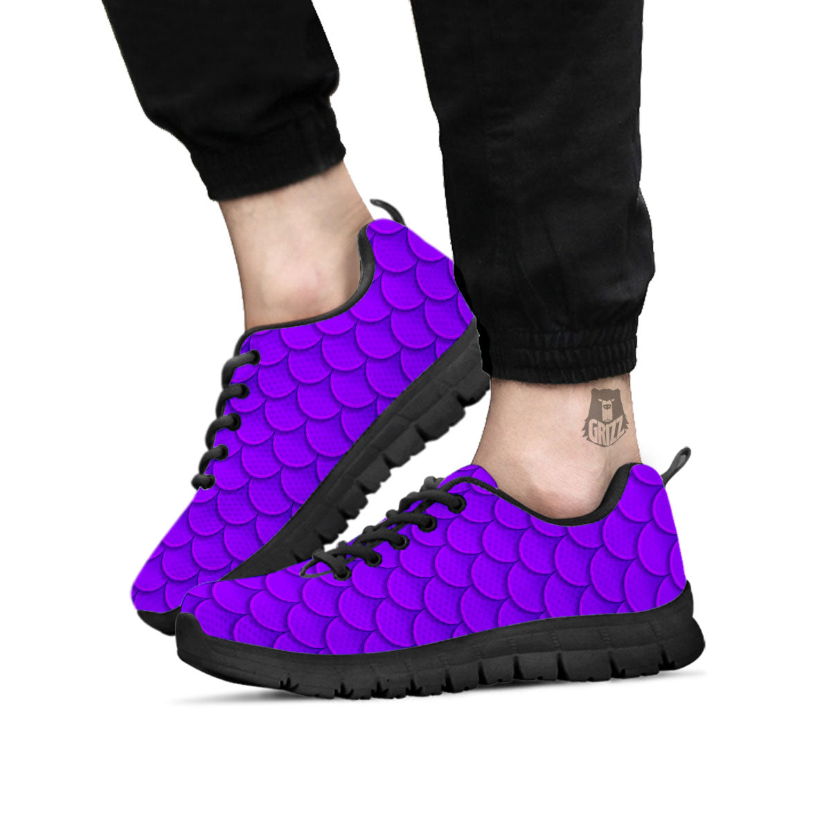 Mermaid Scales Purple Print Pattern Black Sneaker-grizzshop