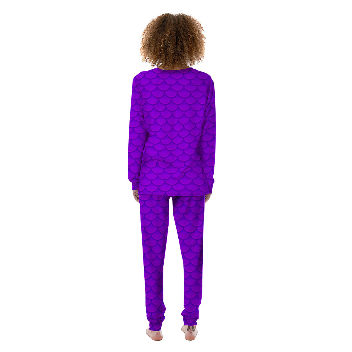 Mermaid Scales Purple Print Pattern Women's Pajamas-grizzshop