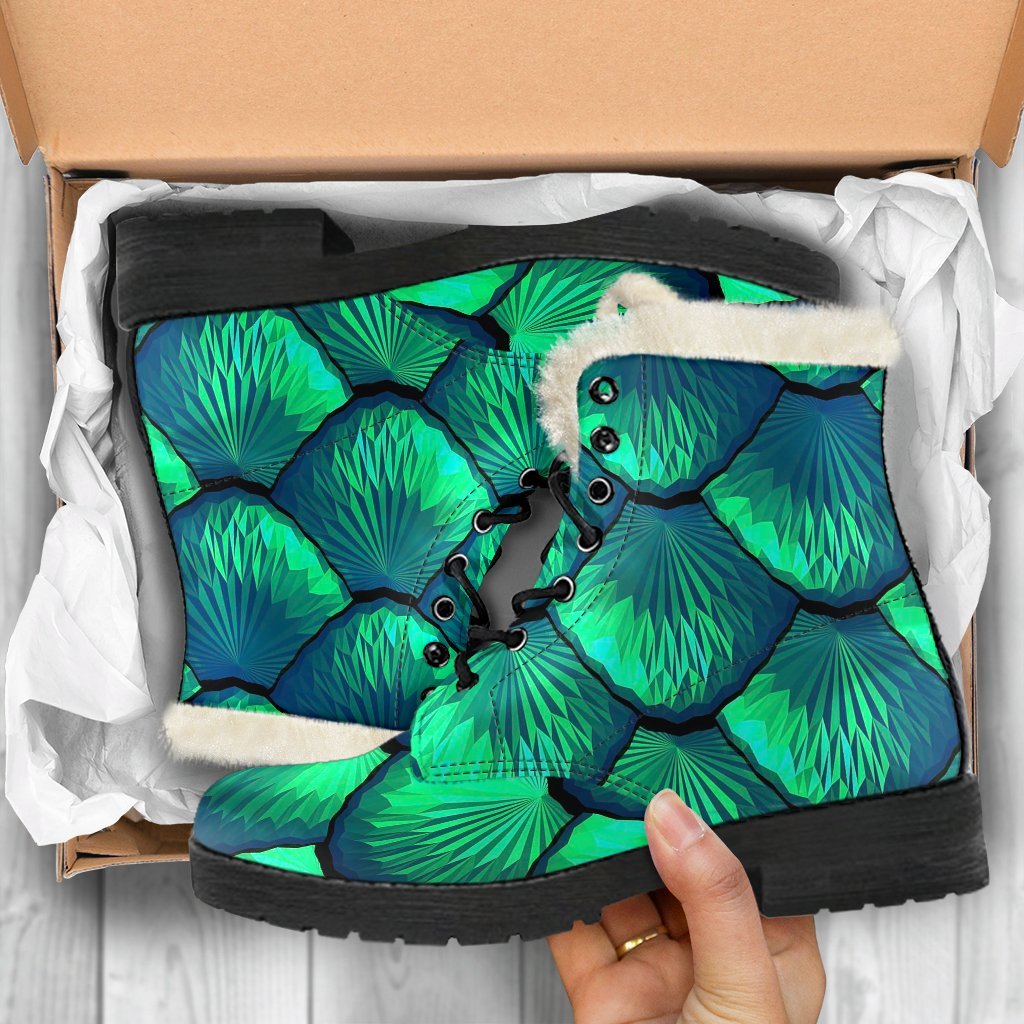 Mermaid Scales Teal Green Pattern Print Comfy Winter Boots-grizzshop
