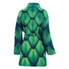 Mermaid Scales Teal Green Pattern Print Women Long Robe-grizzshop