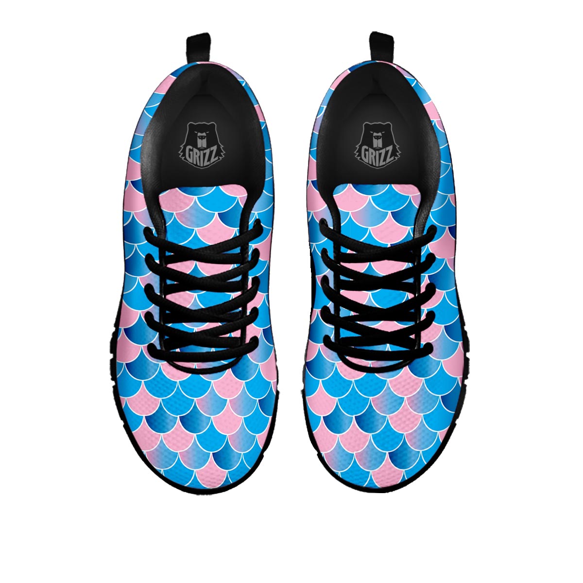 Mermaid Scales Teal Pink Print Pattern Black Sneaker-grizzshop