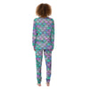 Mermaid Scales Teal Purple Print Pattern Women's Pajamas-grizzshop