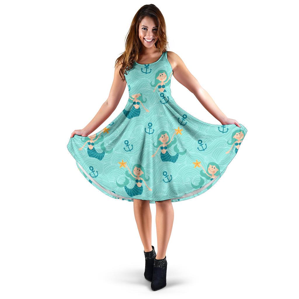 Mermaid Pastel Pattern Print Dress-grizzshop
