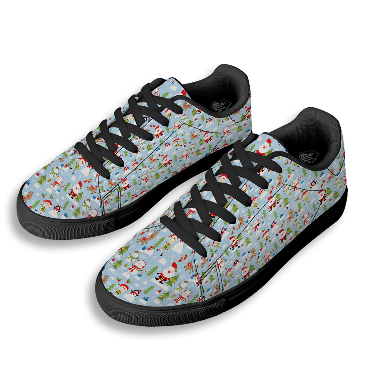Merry Christmas Cute Print Pattern Black Low Top Sneakers-grizzshop