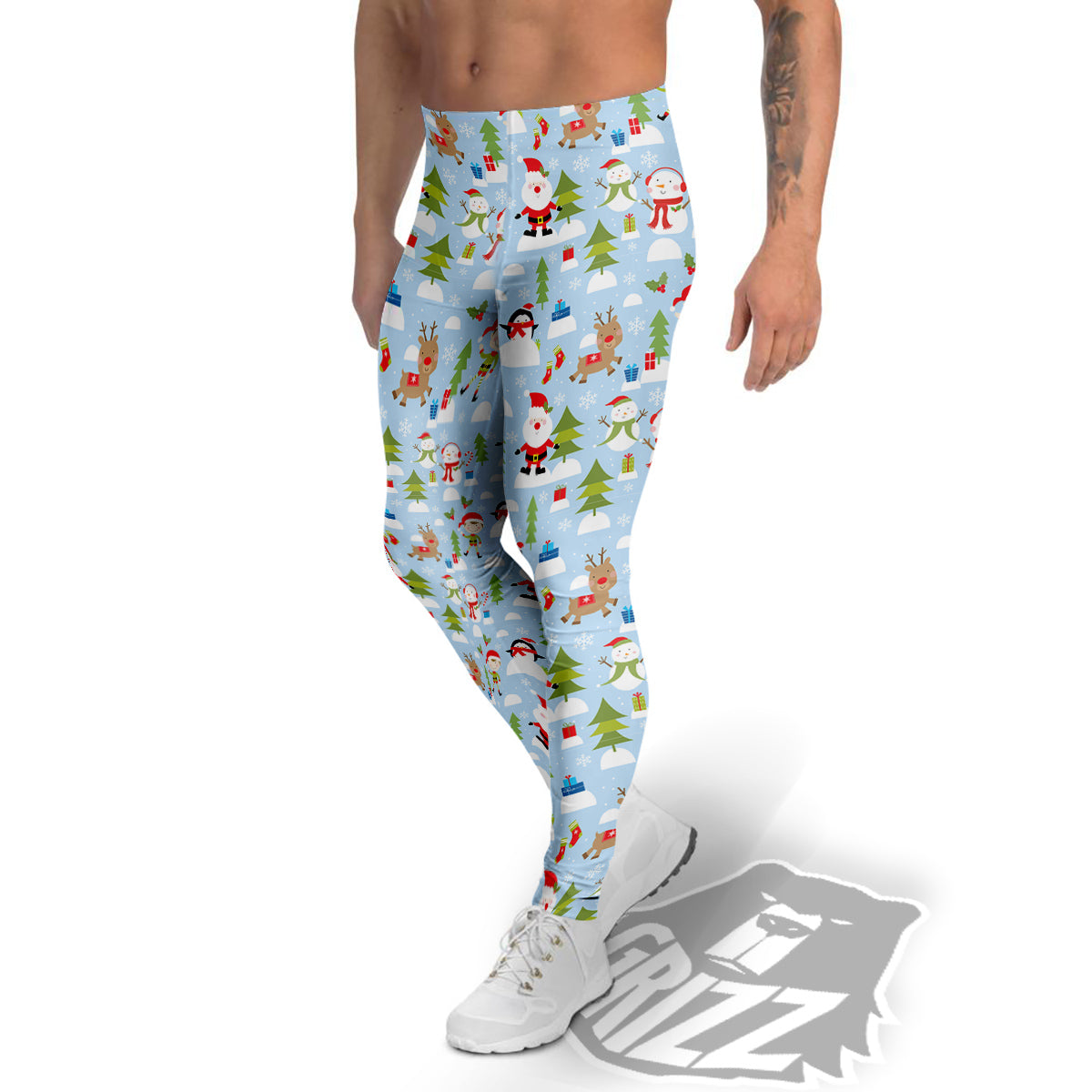Merry Christmas Cute Print Pattern Men's Leggings-grizzshop