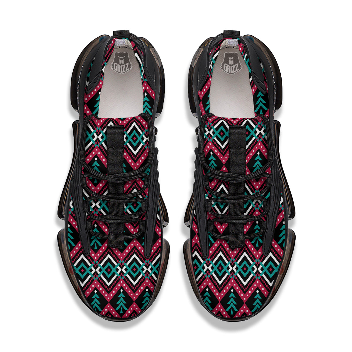 Merry Christmas Zigzag Print Pattern Black Gym Shoes-grizzshop