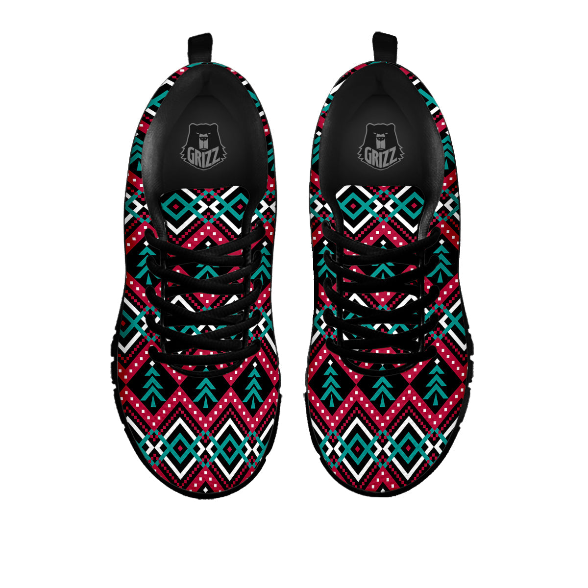 Merry Christmas Zigzag Print Pattern Black Sneaker-grizzshop