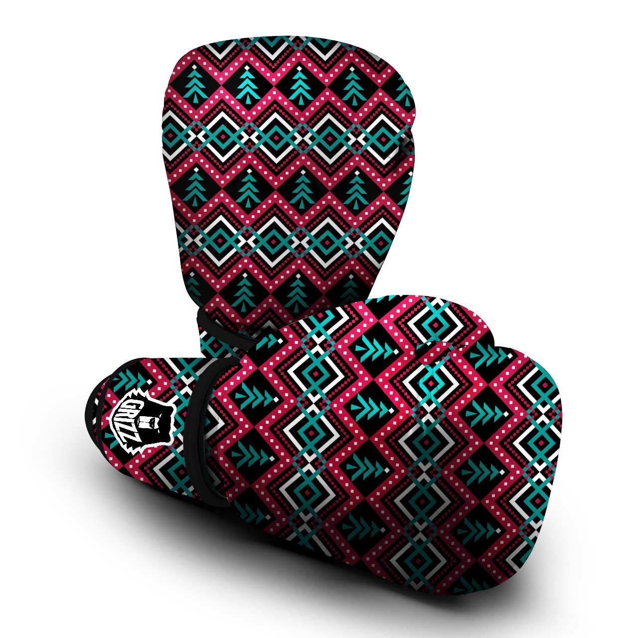Merry Christmas Zigzag Print Pattern Boxing Gloves-grizzshop