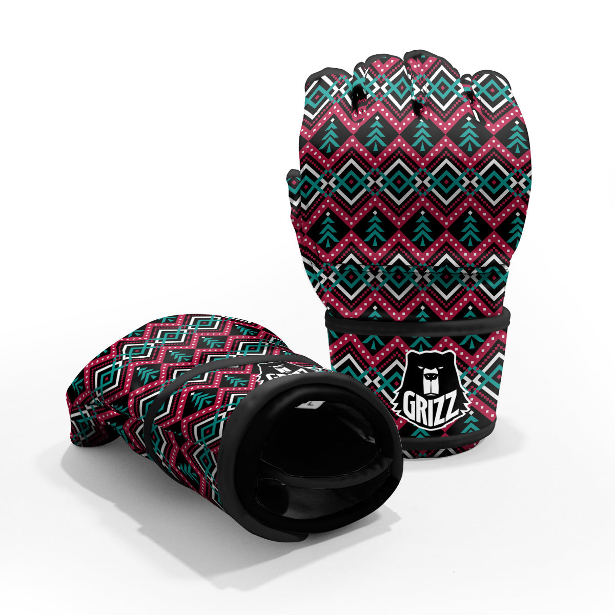 Merry Christmas Zigzag Print Pattern MMA Gloves-grizzshop