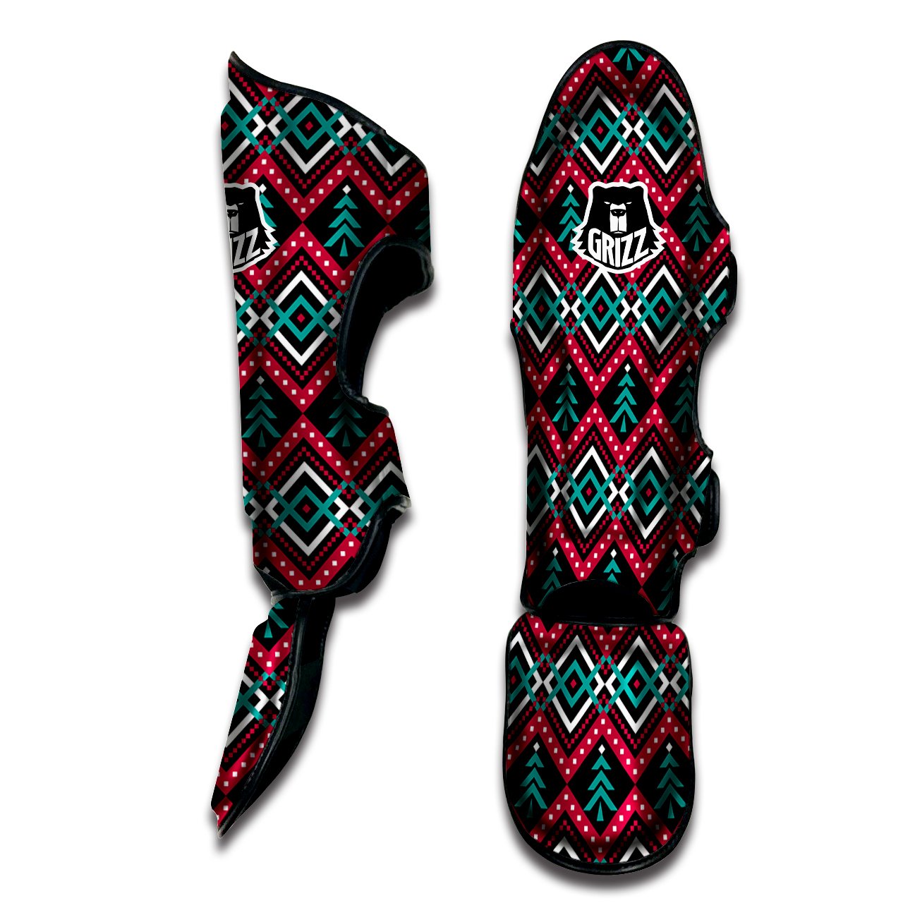 Merry Christmas Zigzag Print Pattern Muay Thai Shin Guards-grizzshop