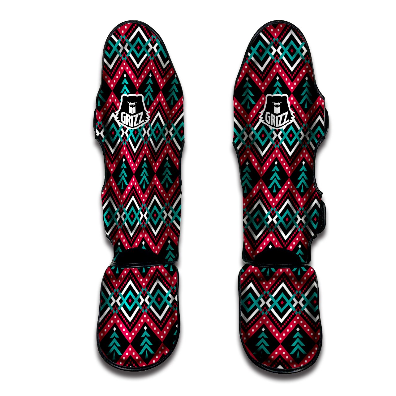 Merry Christmas Zigzag Print Pattern Muay Thai Shin Guards-grizzshop