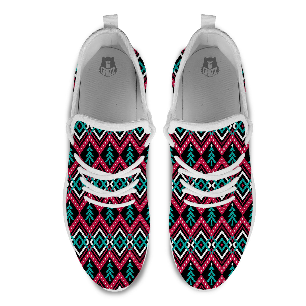 Merry Christmas Zigzag Print Pattern White Athletic Shoes-grizzshop