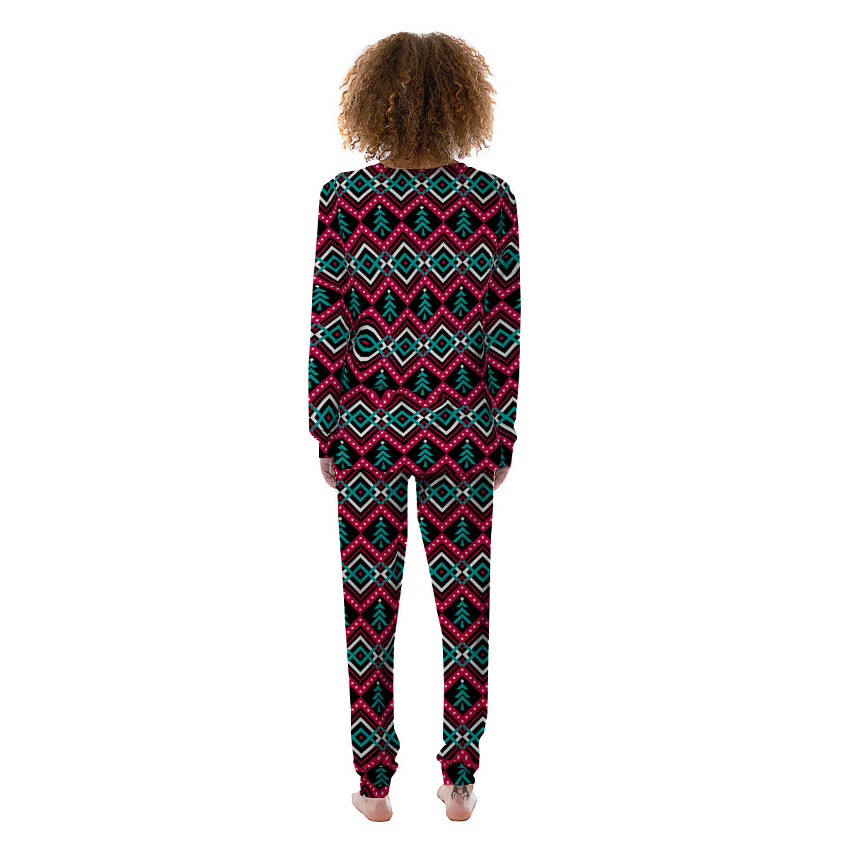 Merry Christmas Zigzag Print Pattern Women's Pajamas-grizzshop