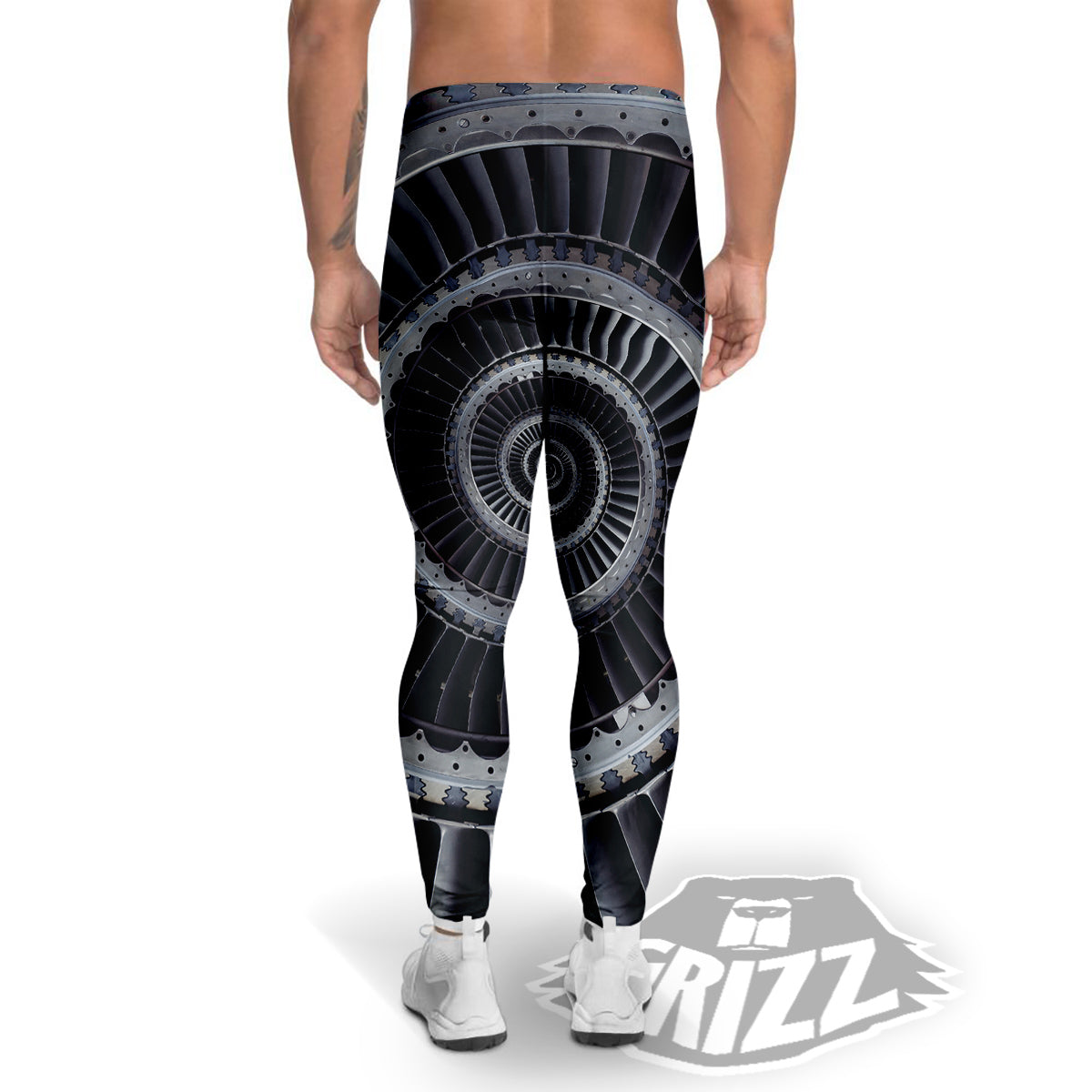 Metal Spiral Dark Navy Print Men's Leggings-grizzshop