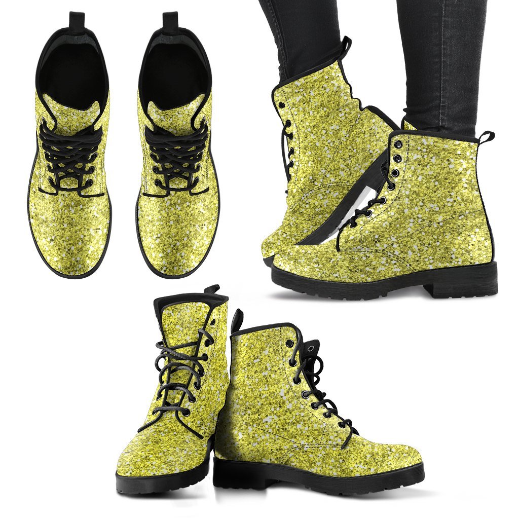 Metallic Effect in Yellow Gold - Leather Boots for Women-grizzshop