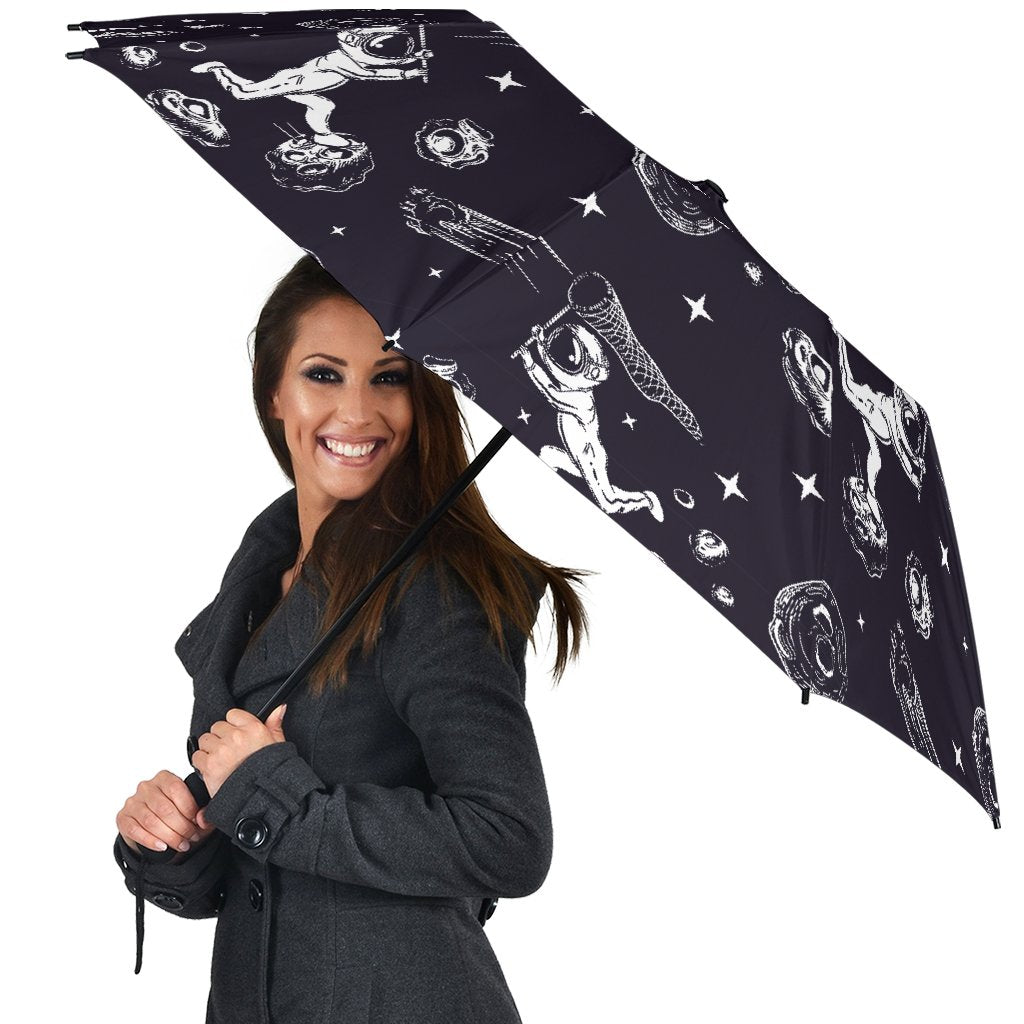 Metero Astronaut Print Pattern Automatic Foldable Umbrella-grizzshop