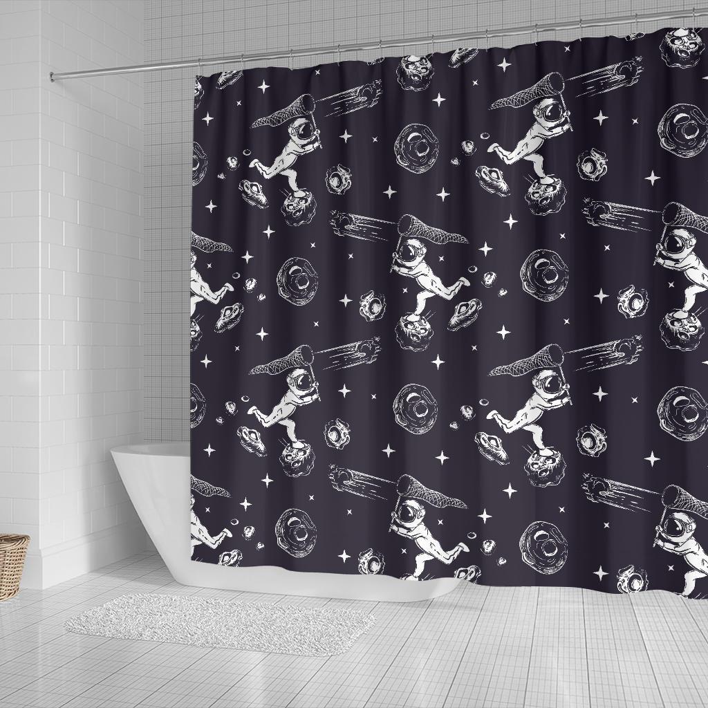 Metero Astronaut Print Pattern Bathroom Shower Curtain-grizzshop