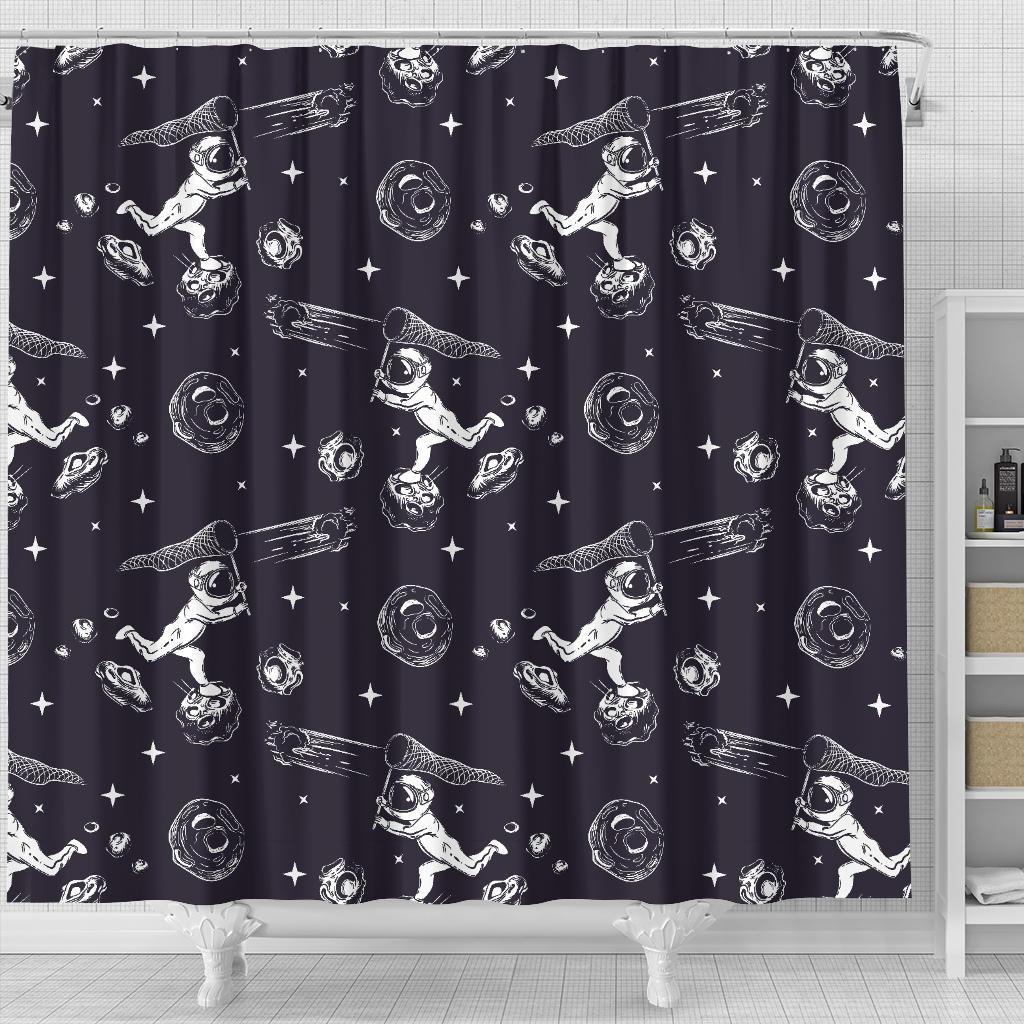 Metero Astronaut Print Pattern Bathroom Shower Curtain-grizzshop