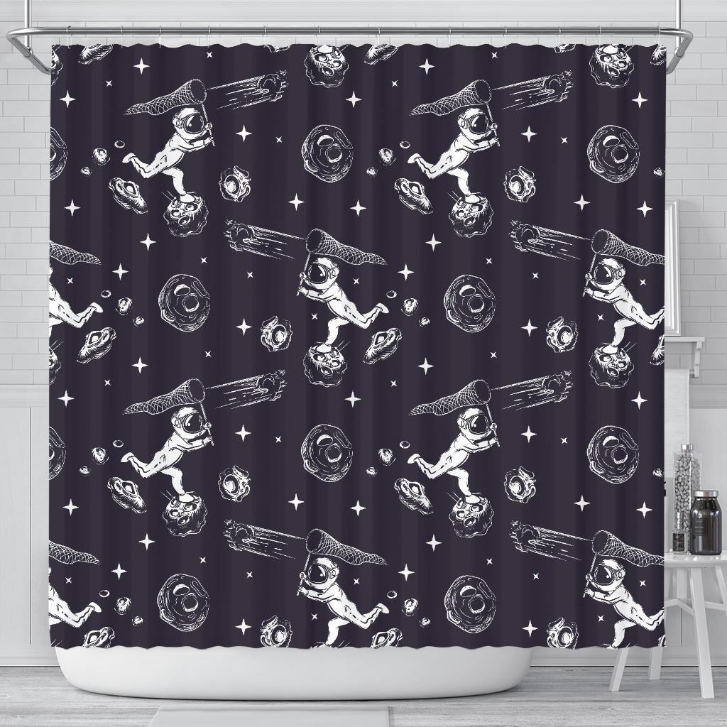 Metero Astronaut Print Pattern Bathroom Shower Curtain-grizzshop