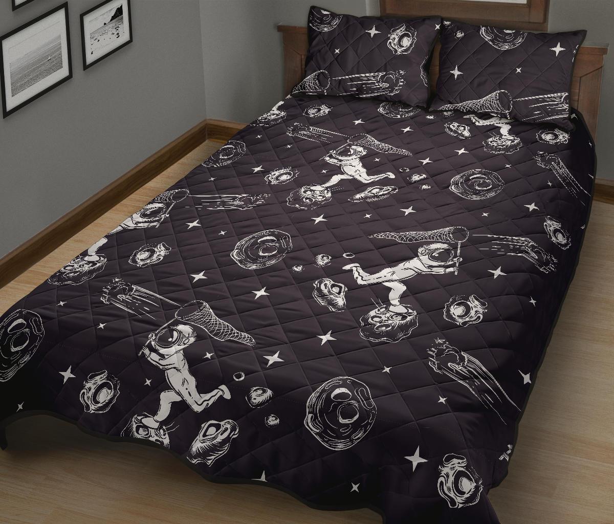 Metero Astronaut Print Pattern Bed Set Quilt-grizzshop