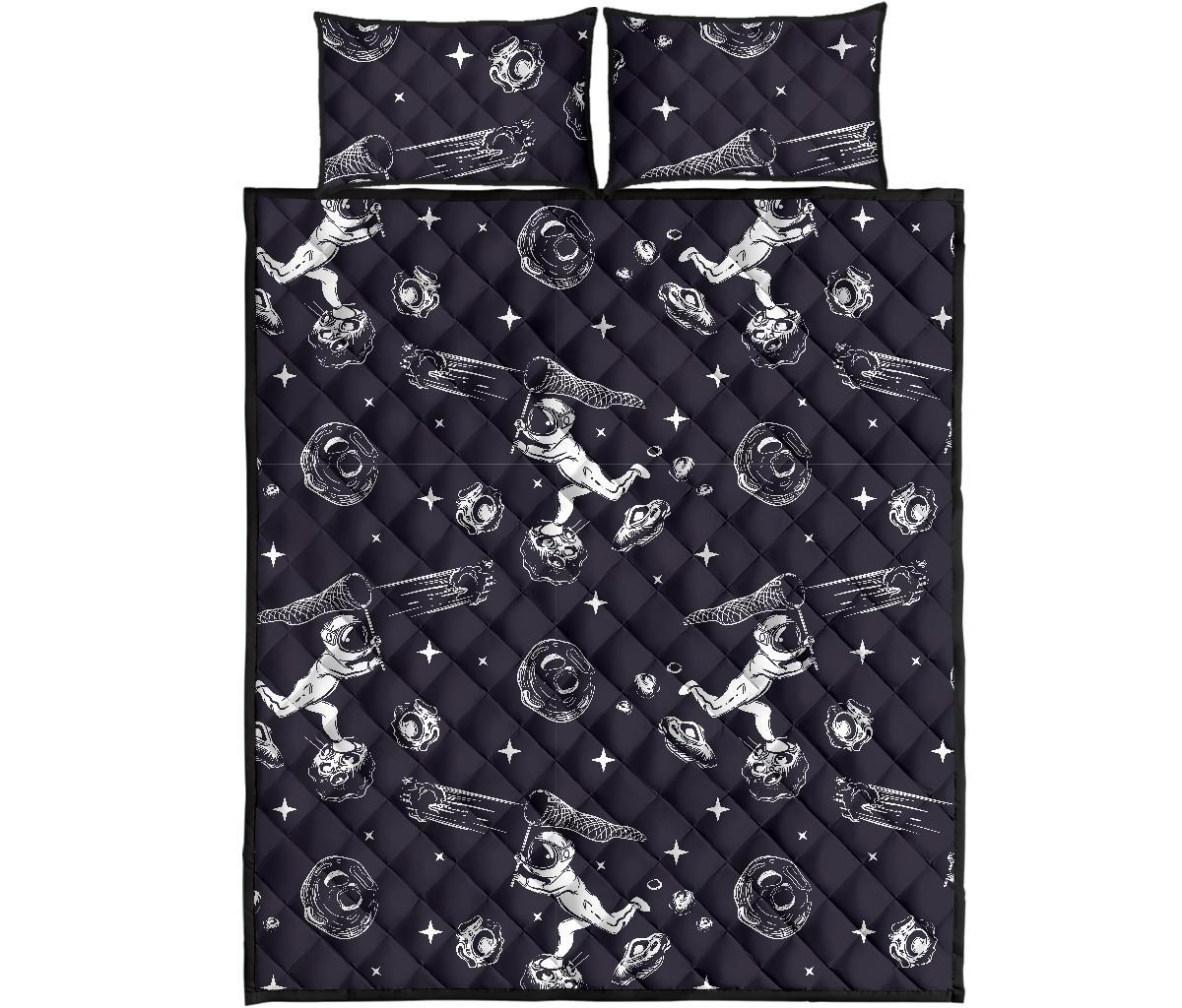 Metero Astronaut Print Pattern Bed Set Quilt-grizzshop