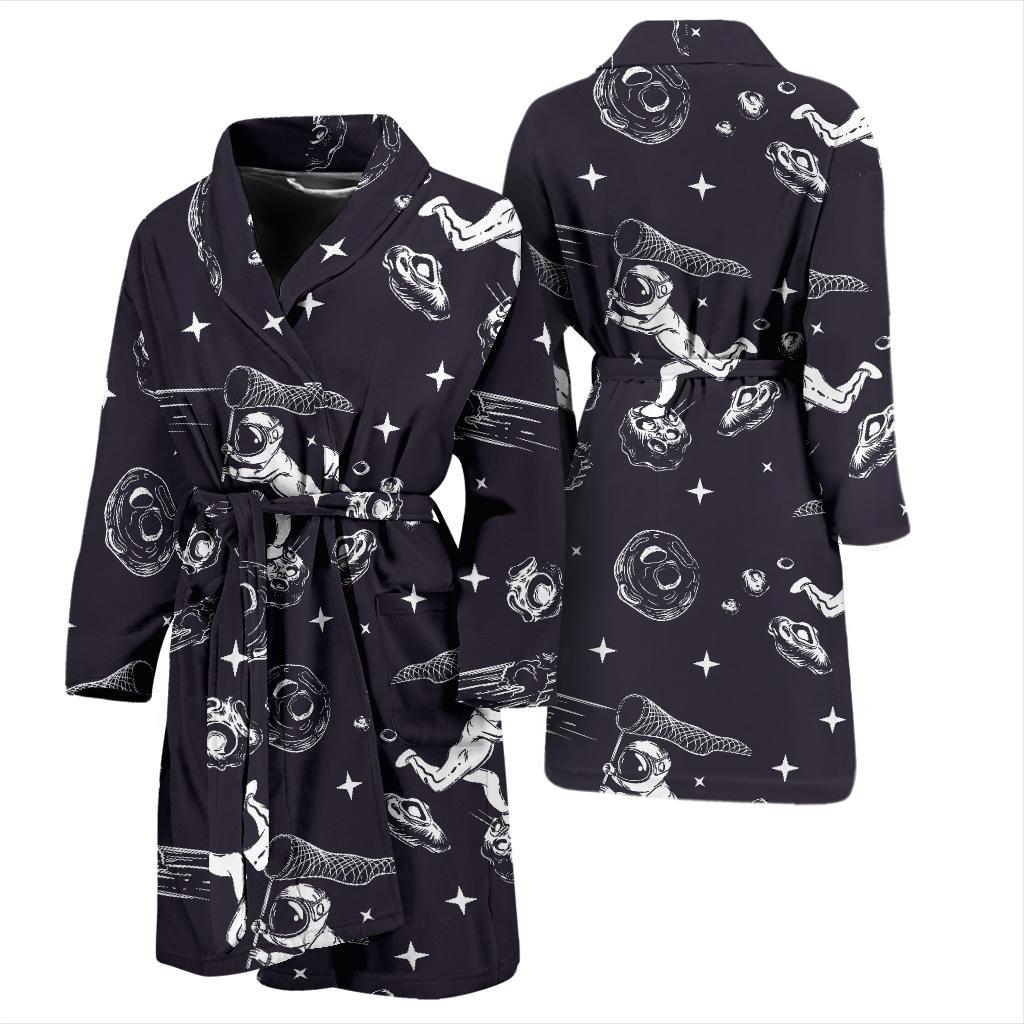 Metero Astronaut Print Pattern Men Long Robe-grizzshop