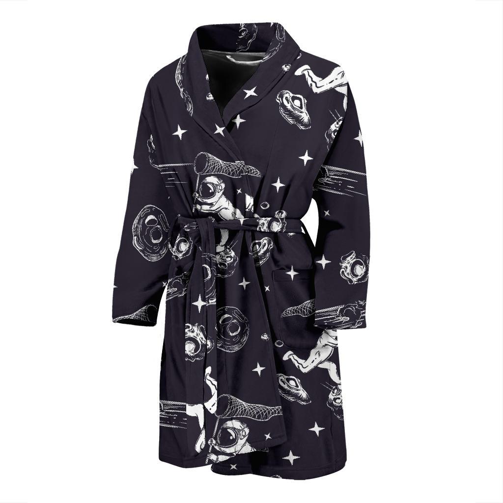 Metero Astronaut Print Pattern Men Long Robe-grizzshop