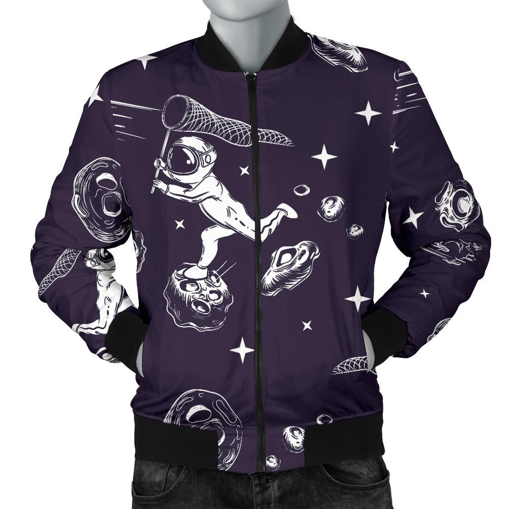 Metero Astronaut Print Pattern Men's Bomber Jacket-grizzshop